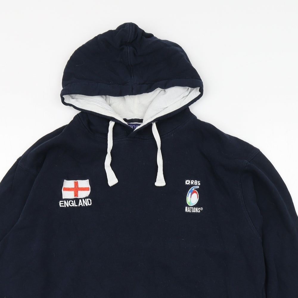 RBS 6 Nations Mens Blue  Cotton Pullover Hoodie Size XL