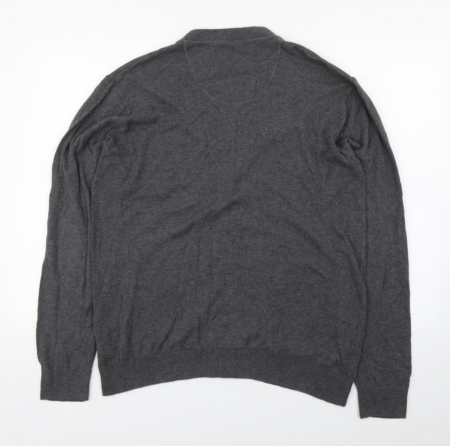 NEXT Mens Grey V-Neck  Cotton Cardigan Jumper Size L