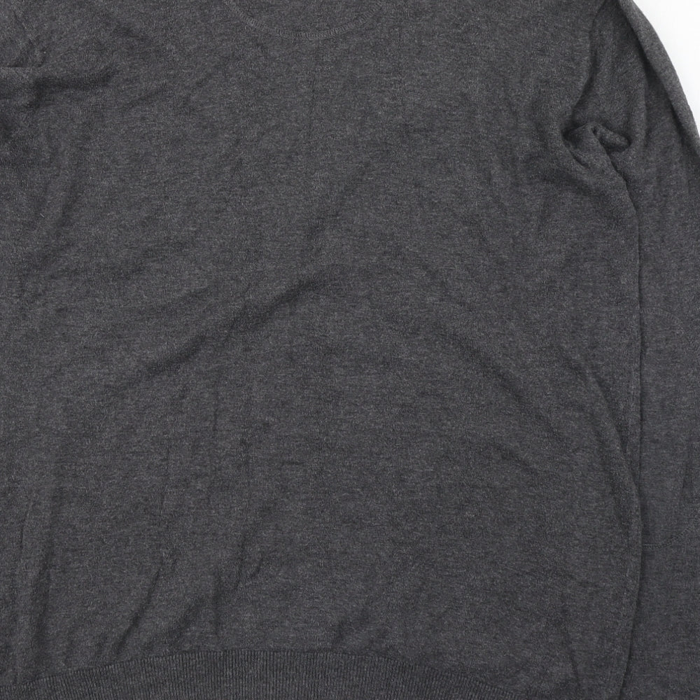 NEXT Mens Grey V-Neck  Cotton Cardigan Jumper Size L