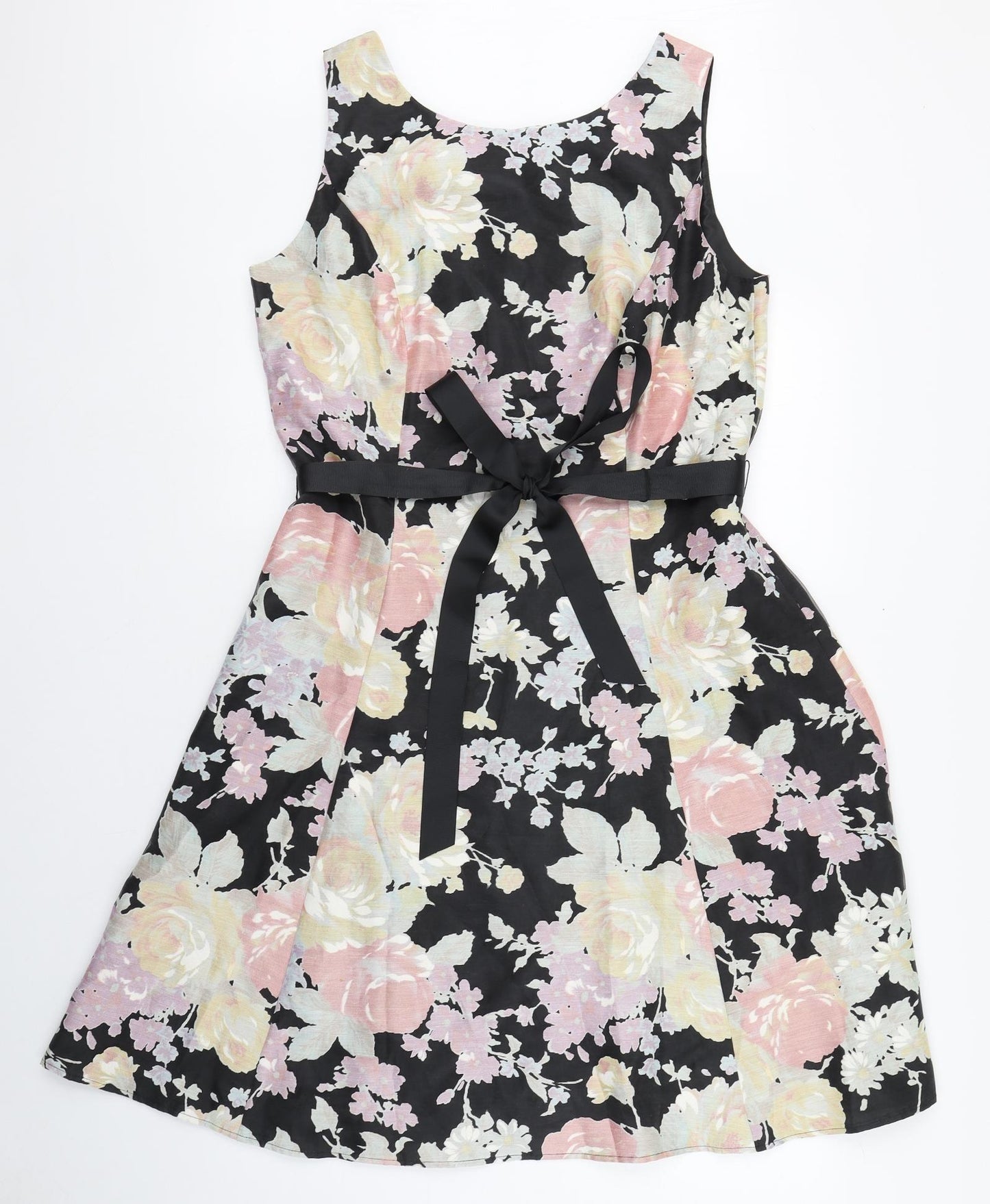 Kaliko Womens Multicoloured Floral Polyester Skater Dress  Size 6  Scoop Neck Zip