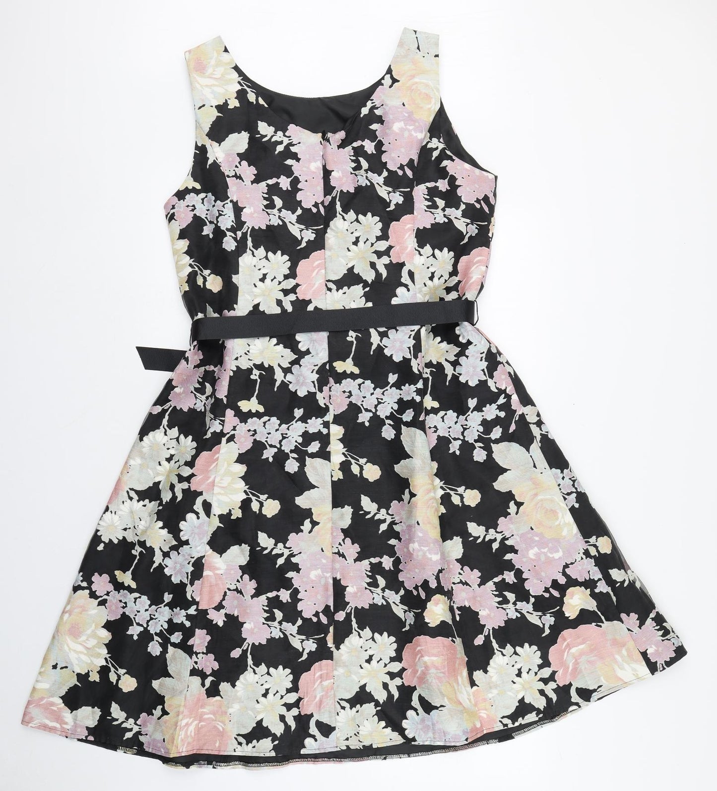 Kaliko Womens Multicoloured Floral Polyester Skater Dress  Size 6  Scoop Neck Zip