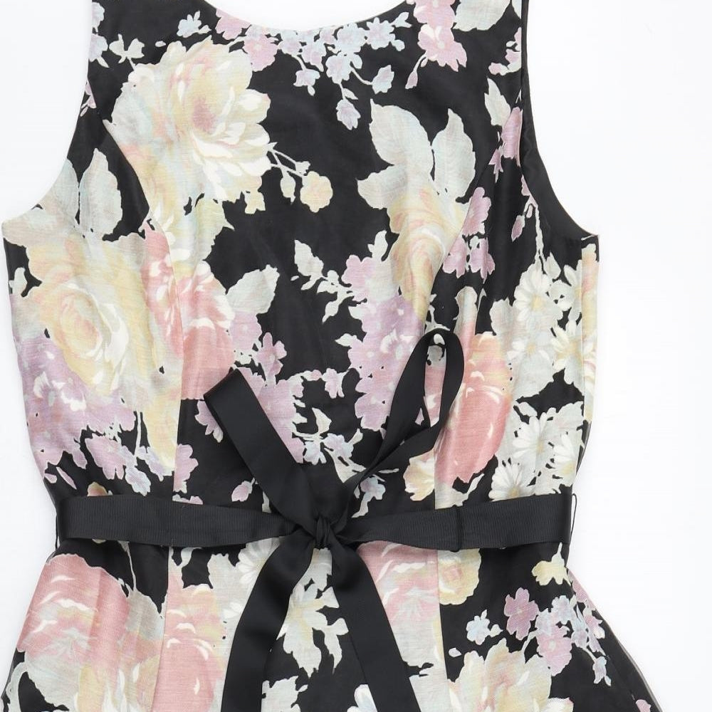 Kaliko Womens Multicoloured Floral Polyester Skater Dress  Size 6  Scoop Neck Zip