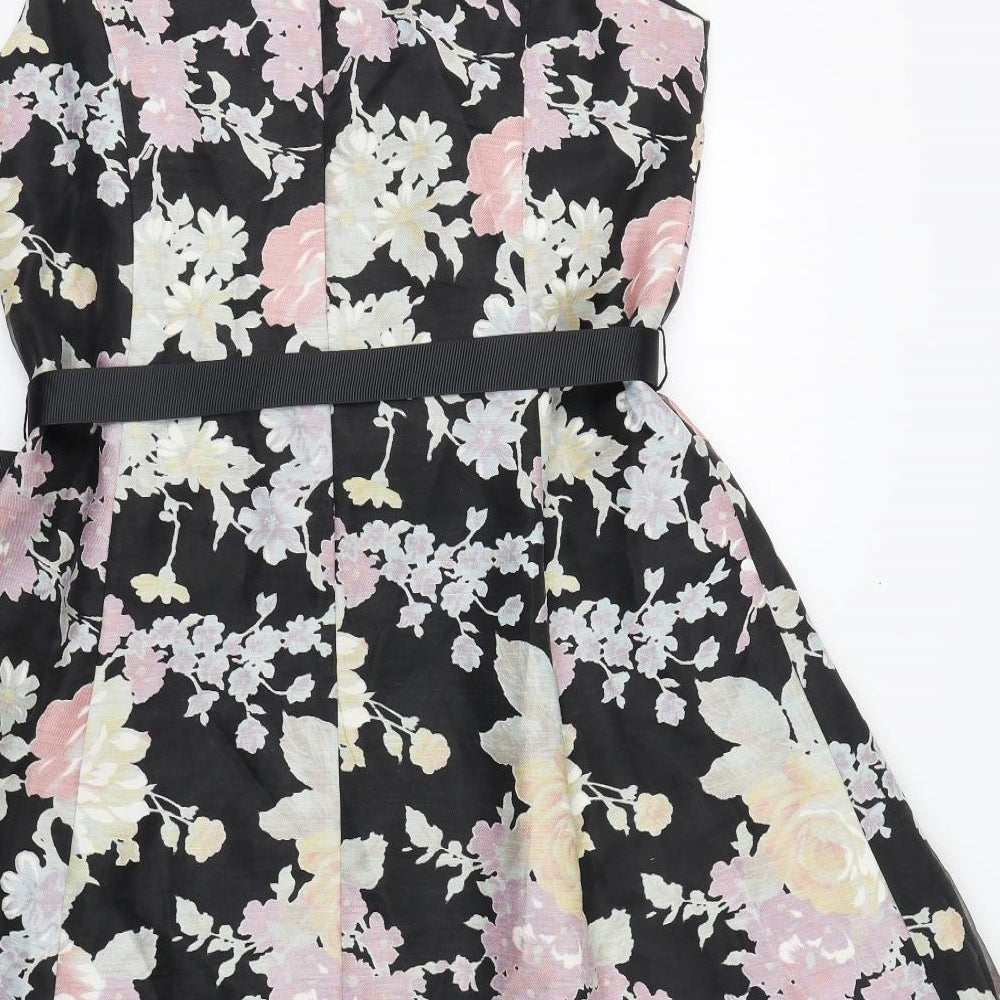 Kaliko Womens Multicoloured Floral Polyester Skater Dress  Size 6  Scoop Neck Zip