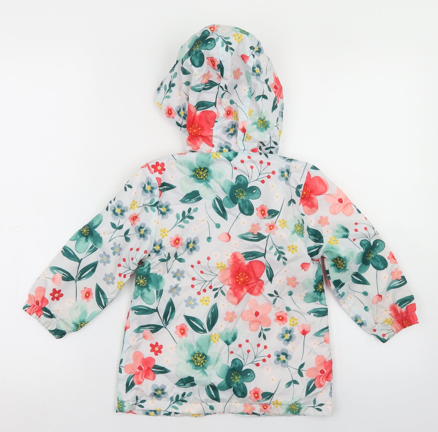 George Girls Blue Floral  Jacket  Size 2-3 Years  Zip - Fleece Lined