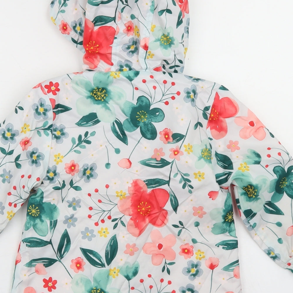 George Girls Blue Floral  Jacket  Size 2-3 Years  Zip - Fleece Lined