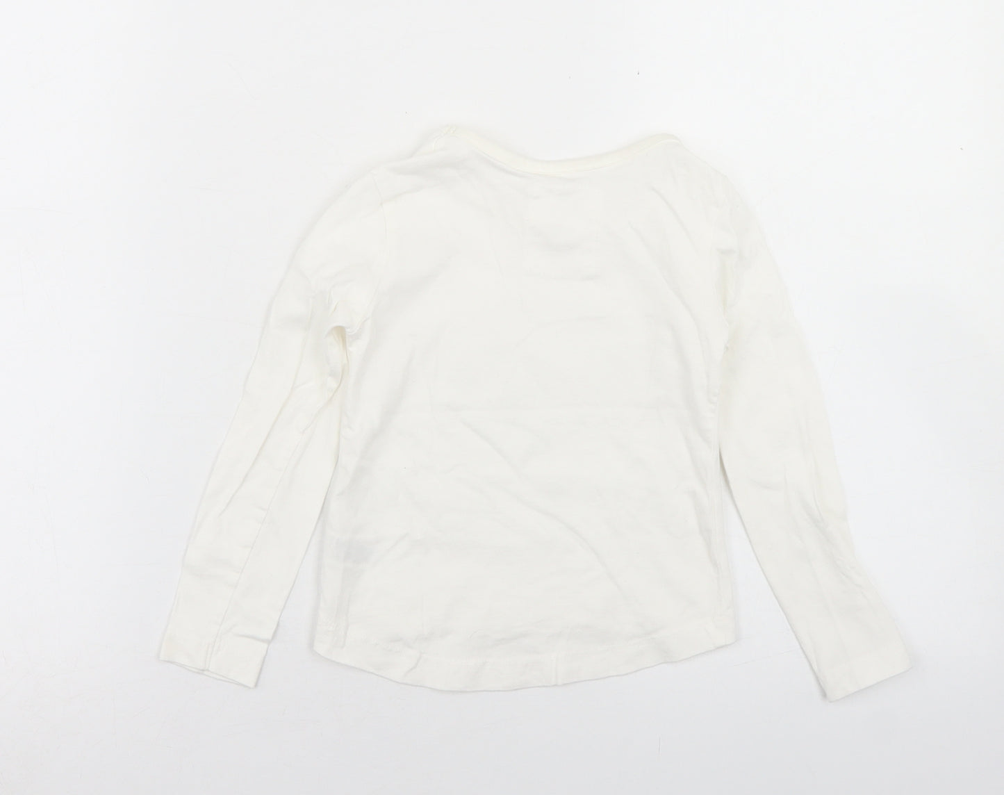 Dunnes Stores Girls Ivory  Cotton Basic T-Shirt Size 3 Years Crew Neck  - Queen