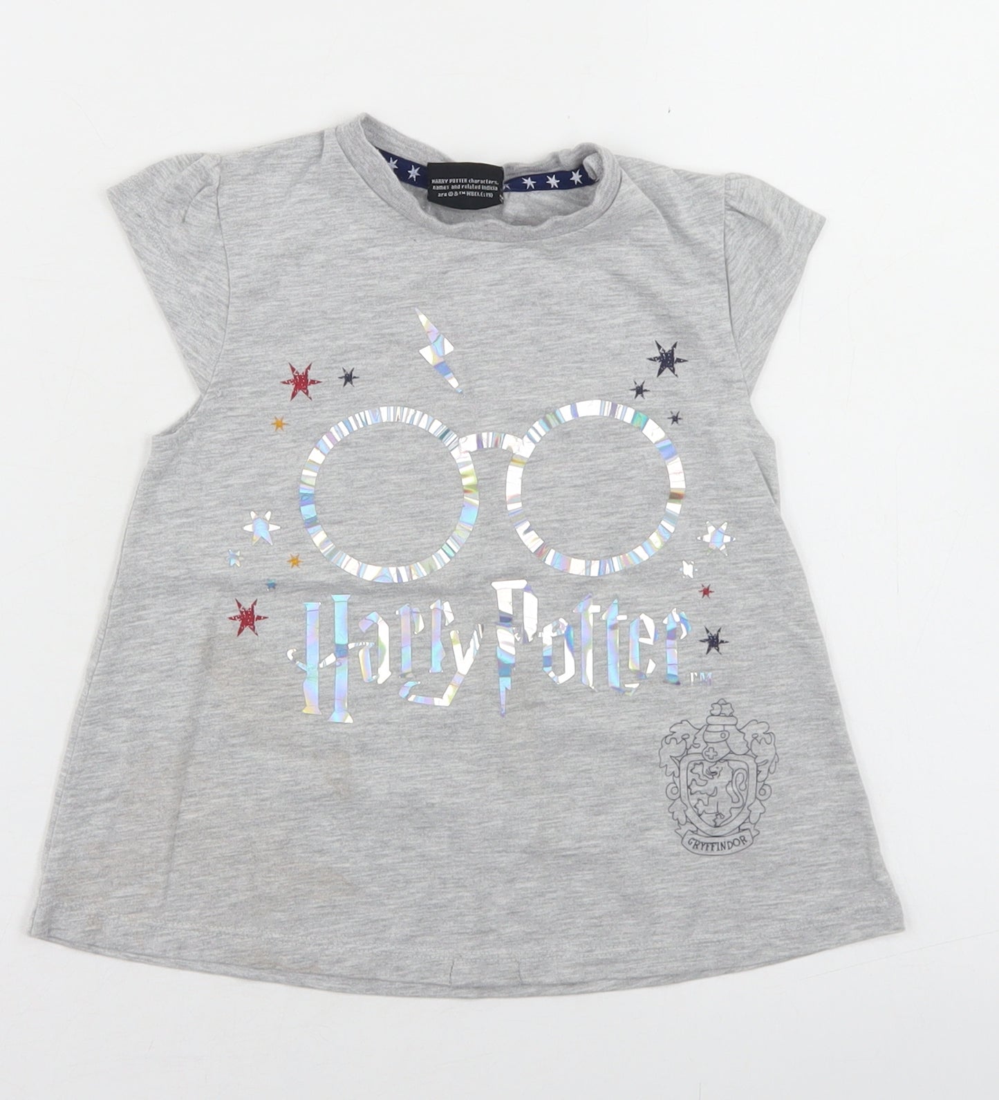 TU Girls Grey  Polyester Basic T-Shirt Size 3-4 Years Crew Neck  - Harry Potter Hogwarts