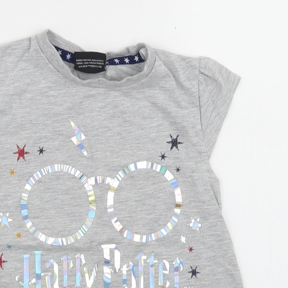 TU Girls Grey  Polyester Basic T-Shirt Size 3-4 Years Crew Neck  - Harry Potter Hogwarts