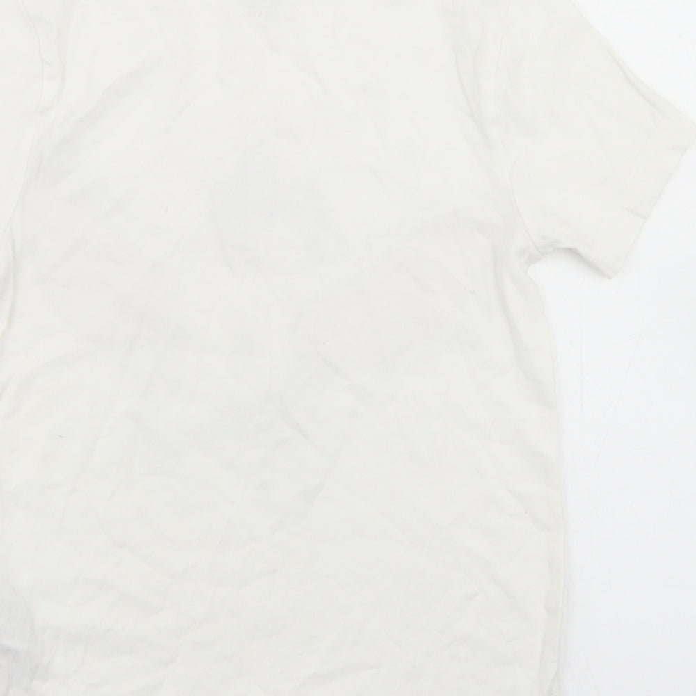 Primark Girls White  Cotton Basic T-Shirt Size 5-6 Years Crew Neck  - Dumbo