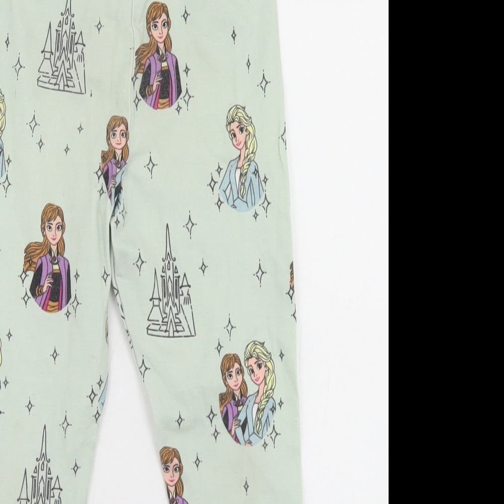 Primark Girls Green Geometric Cotton Jogger Trousers Size 6-7 Years  Regular  - Frozen Anna & Elsa