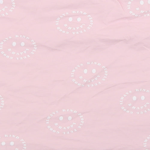 George Girls Pink Geometric Cotton Cropped T-Shirt Size 5-6 Years Crew Neck  - Smiley Face