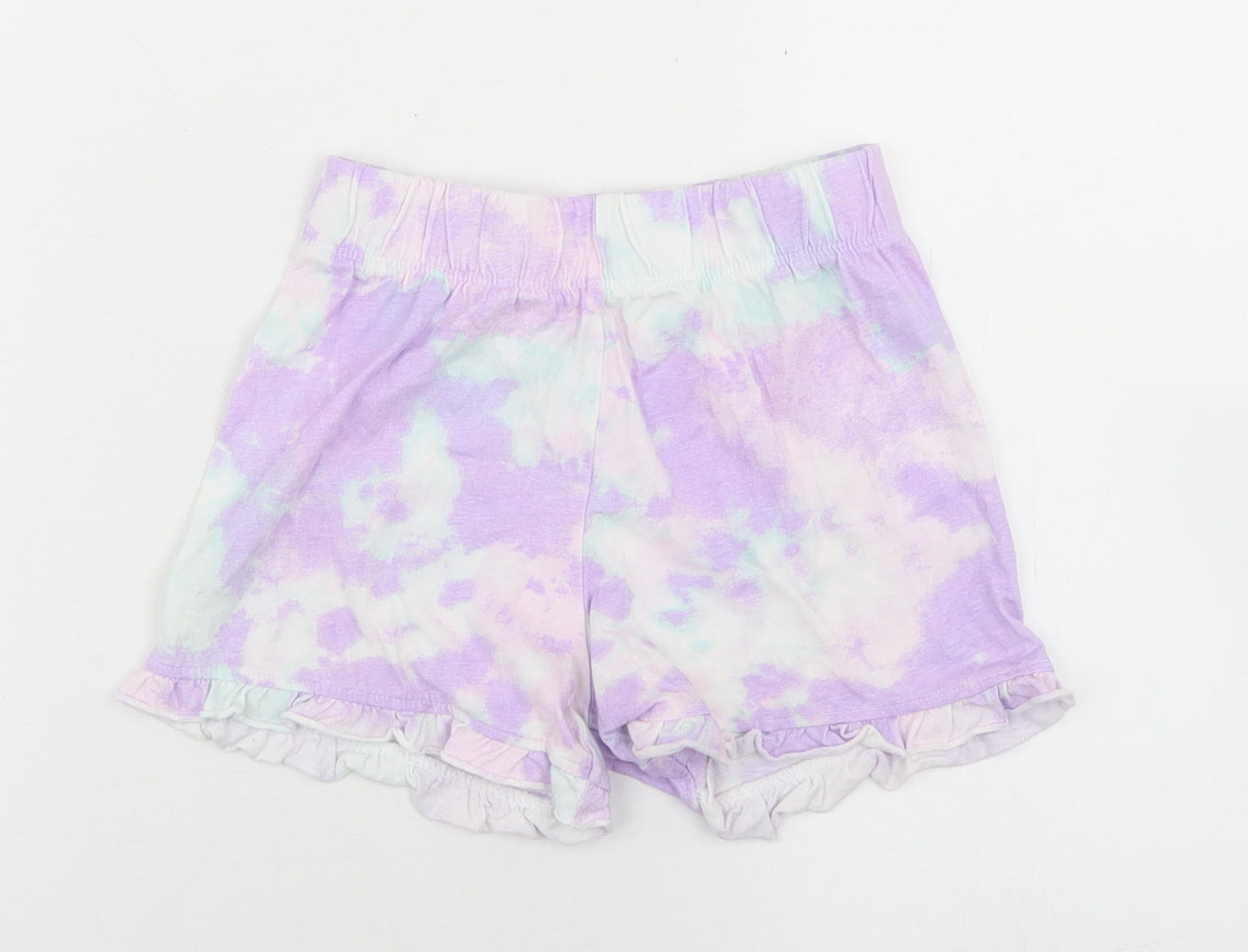 Primark Girls Purple  Cotton Sweat Shorts Size 5-6 Years  Regular  - Tie Dye