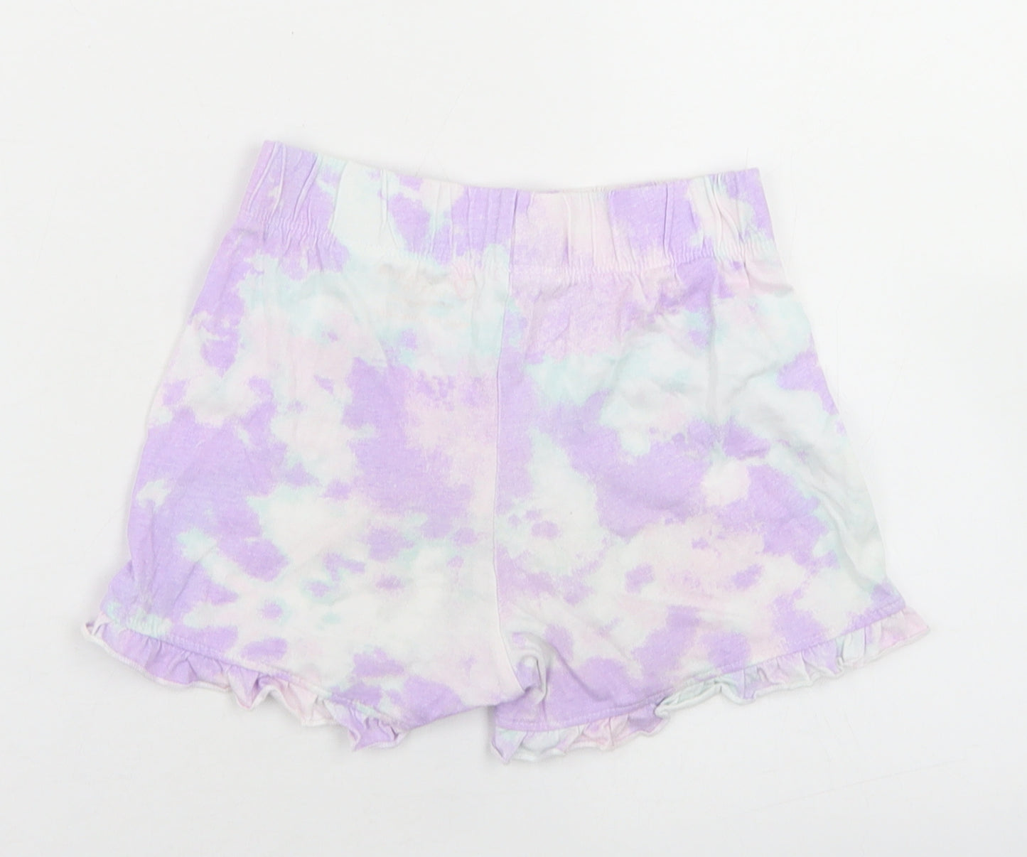 Primark Girls Purple  Cotton Sweat Shorts Size 5-6 Years  Regular  - Tie Dye