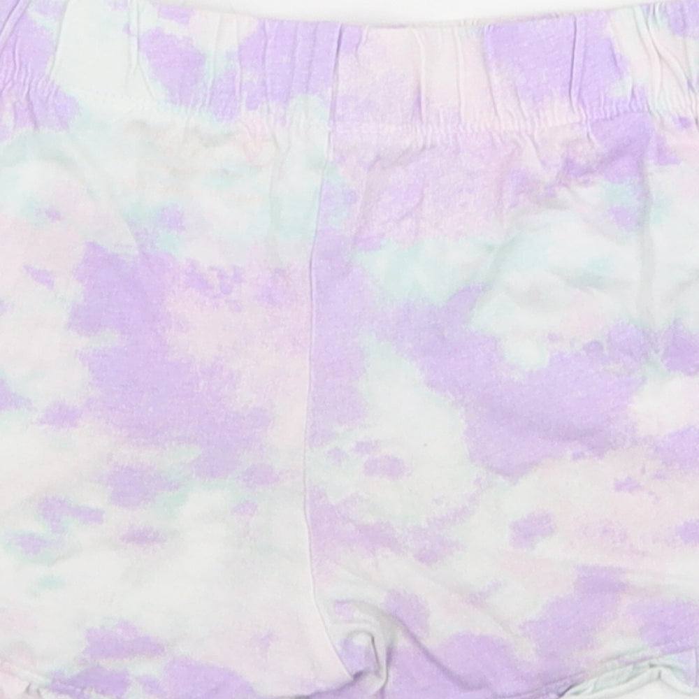 Primark Girls Purple  Cotton Sweat Shorts Size 5-6 Years  Regular  - Tie Dye