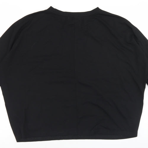 Paramour Womens Black  Viscose Cropped T-Shirt Size M Round Neck