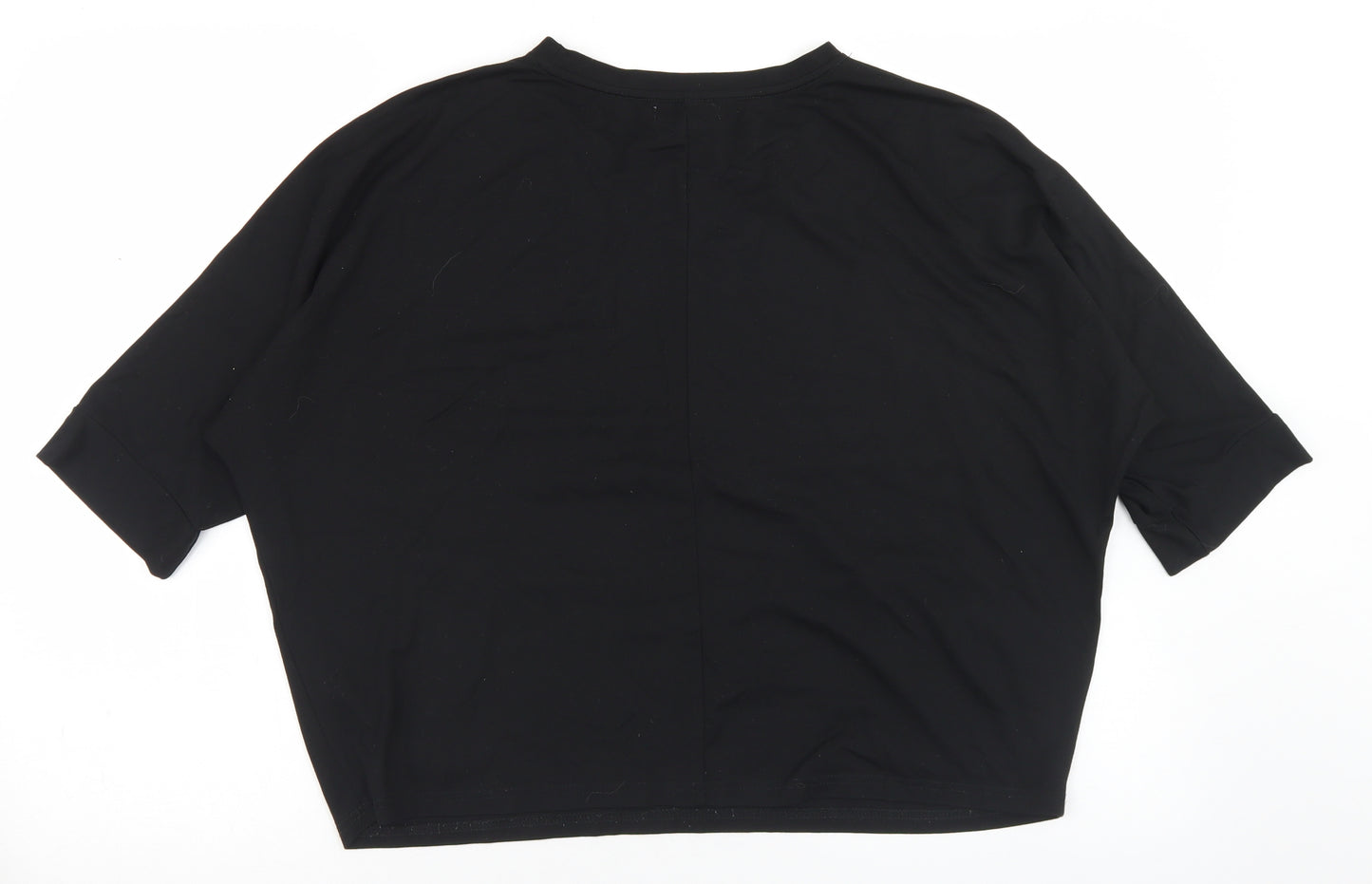 Paramour Womens Black  Viscose Cropped T-Shirt Size M Round Neck