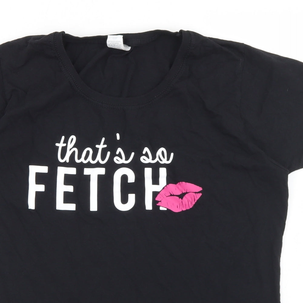 Fruit of the Loom Womens Black  Cotton Basic T-Shirt Size XL Crew Neck - Mean Girls, Fetch