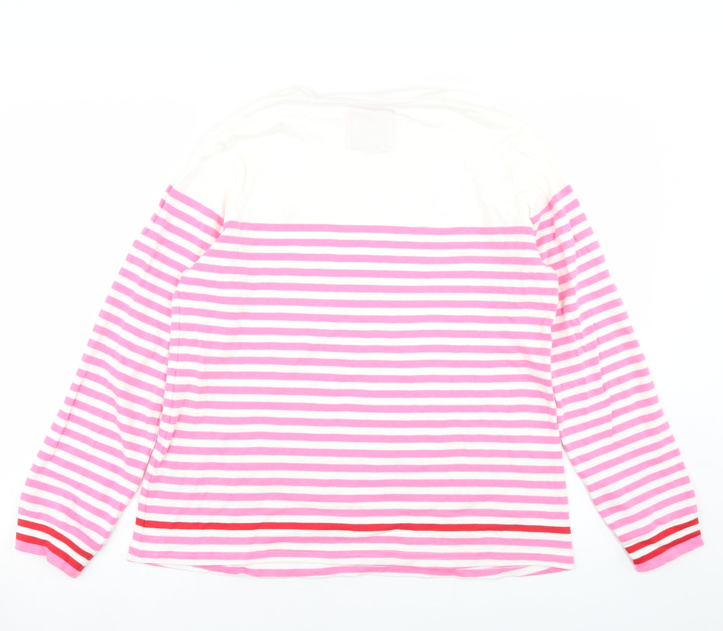 Crew Clothing Womens Pink Striped Cotton Basic T-Shirt Size 16 Round Neck