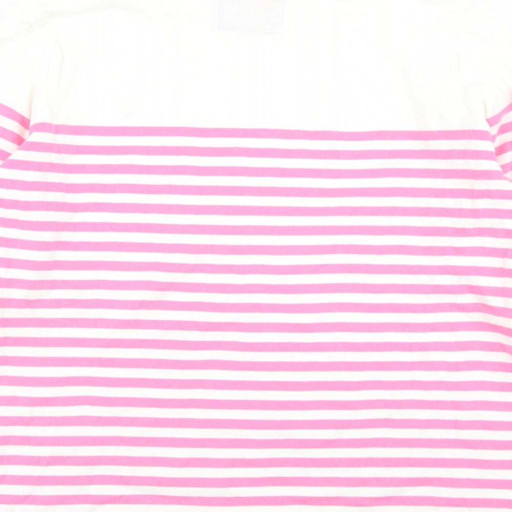 Crew Clothing Womens Pink Striped Cotton Basic T-Shirt Size 16 Round Neck
