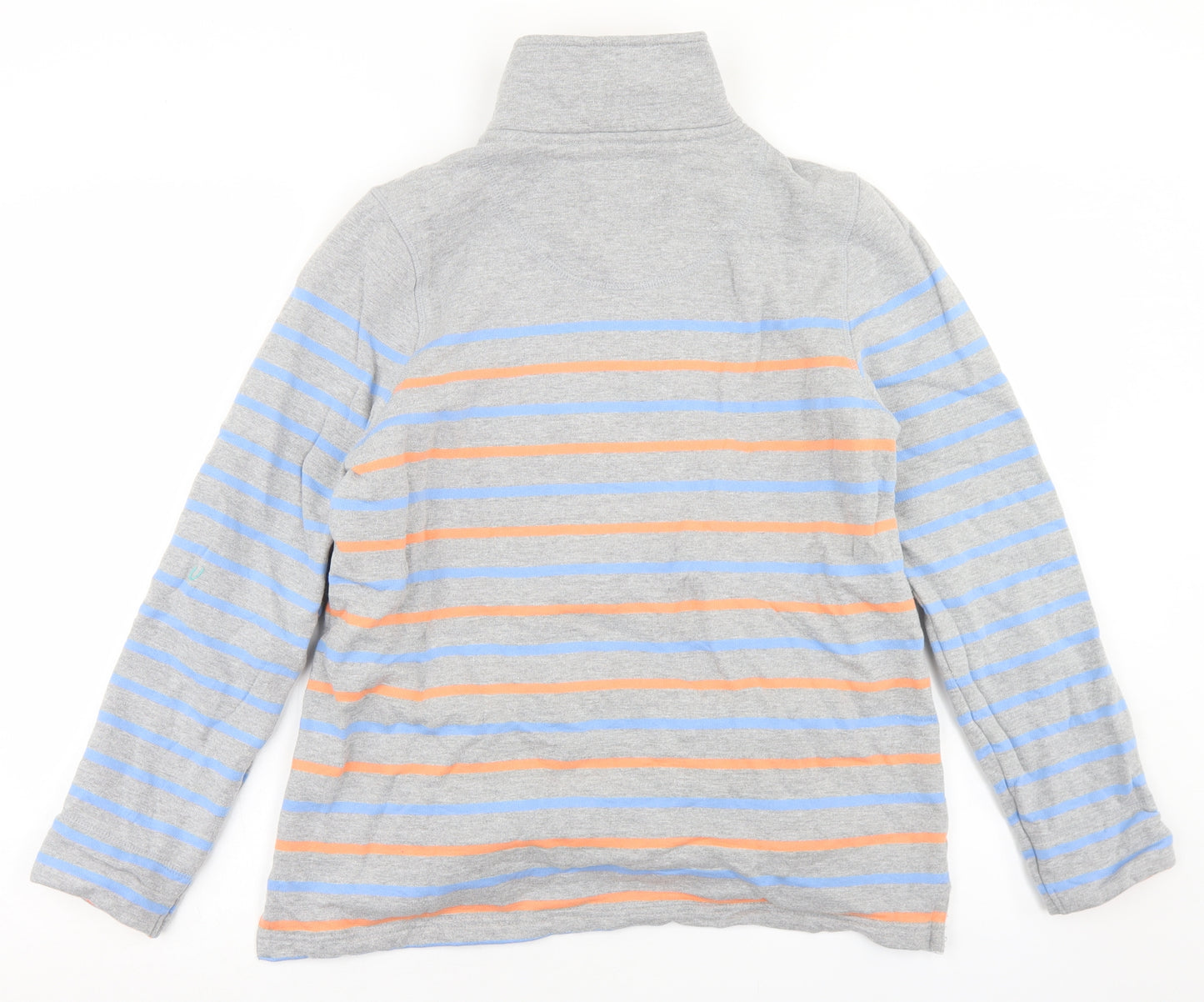 Crew Clothing Womens Grey Striped Cotton Pullover Sweatshirt Size 16  Zip