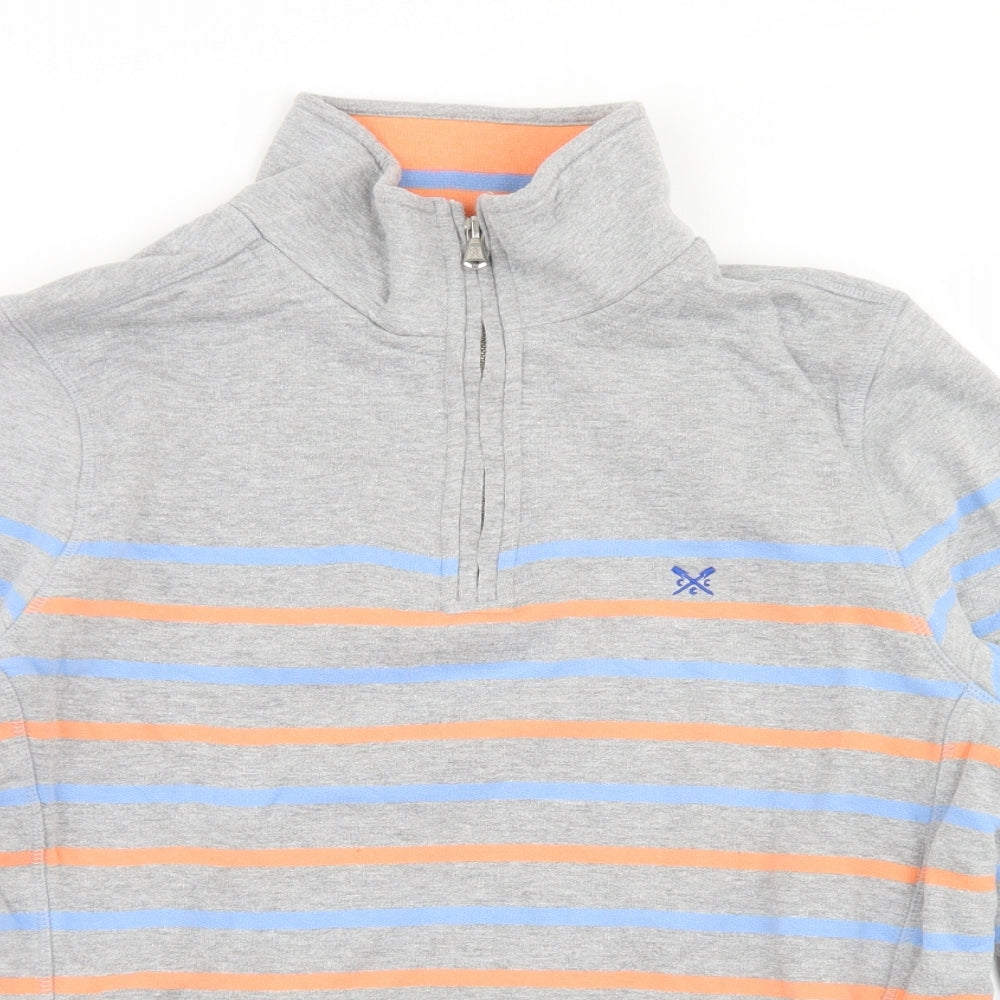 Crew Clothing Womens Grey Striped Cotton Pullover Sweatshirt Size 16  Zip