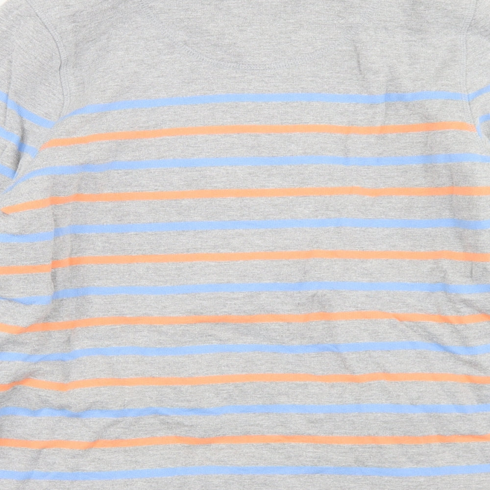 Crew Clothing Womens Grey Striped Cotton Pullover Sweatshirt Size 16  Zip