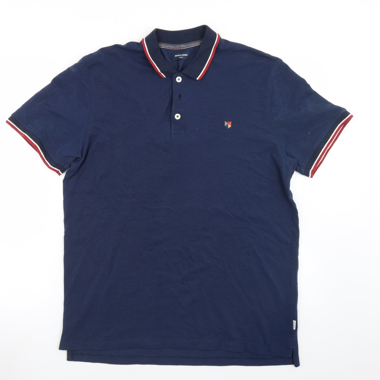 JACK & JONES Mens Blue  Cotton  Polo Size XL Collared Button
