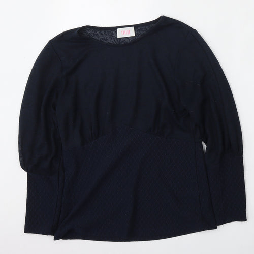 Savior Womens Blue  Polyester Basic Blouse Size S Round Neck