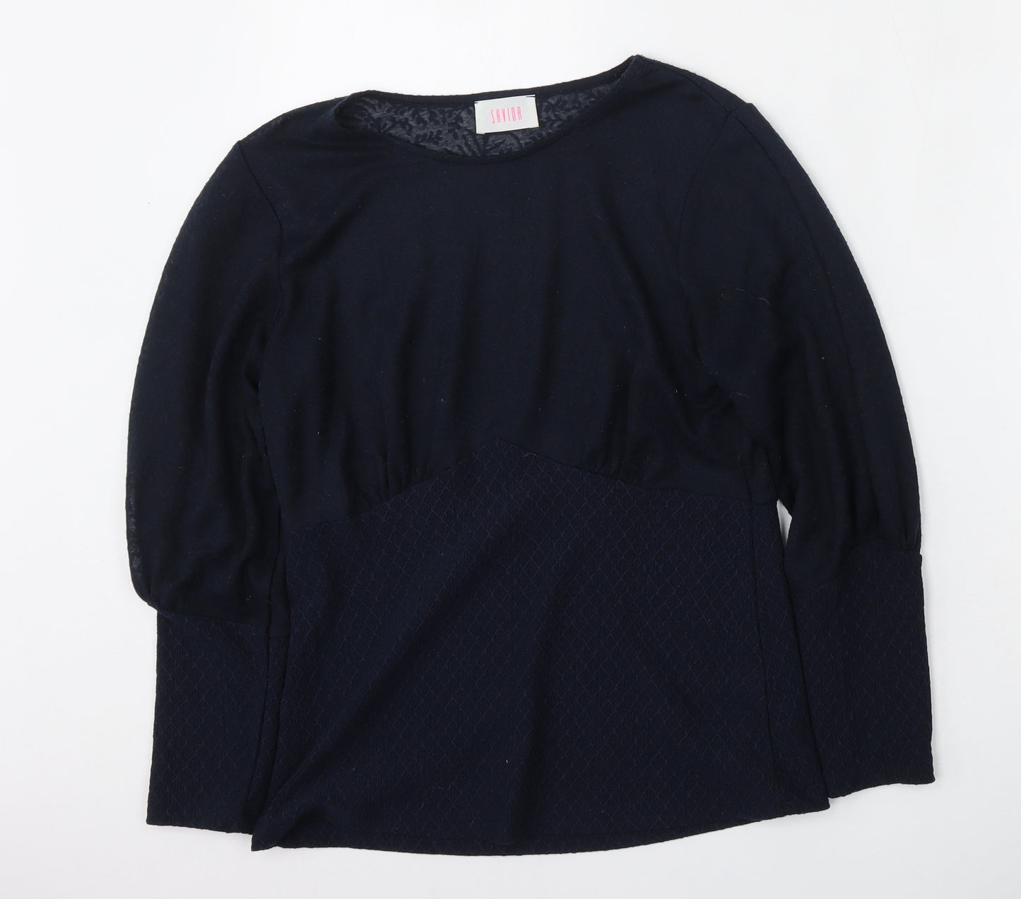 Savior Womens Blue  Polyester Basic Blouse Size S Round Neck