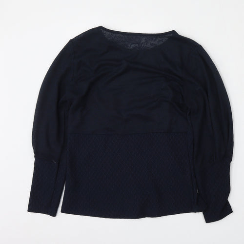 Savior Womens Blue  Polyester Basic Blouse Size S Round Neck