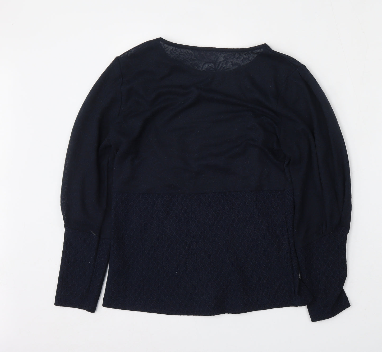Savior Womens Blue  Polyester Basic Blouse Size S Round Neck