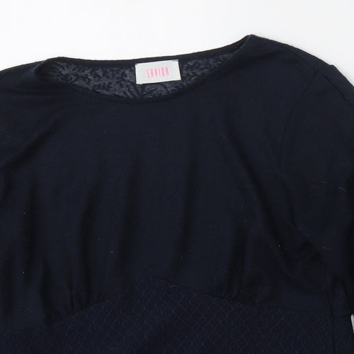 Savior Womens Blue  Polyester Basic Blouse Size S Round Neck