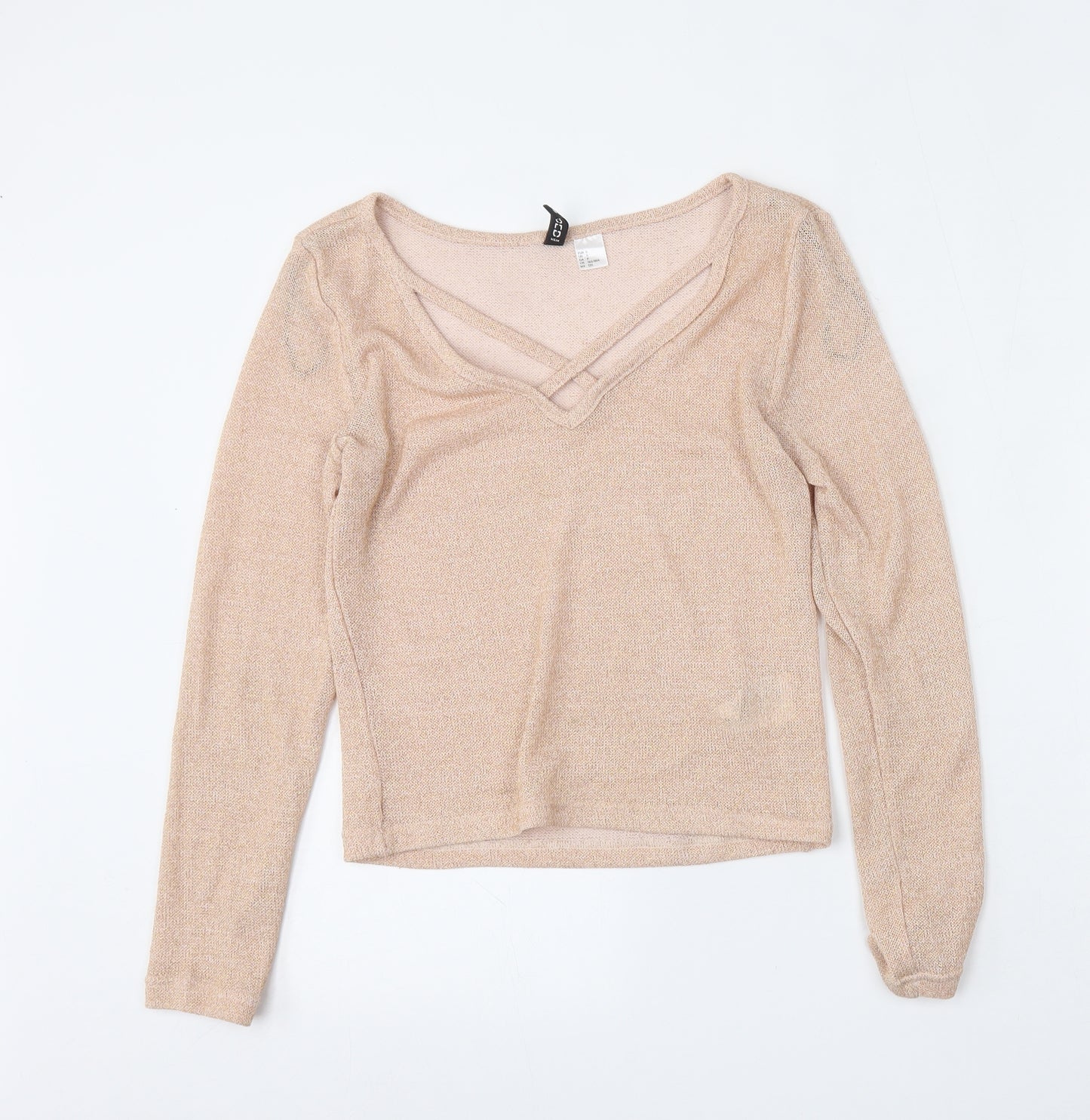 Divided by H&M Womens Pink  Polyester Basic Blouse Size S V-Neck