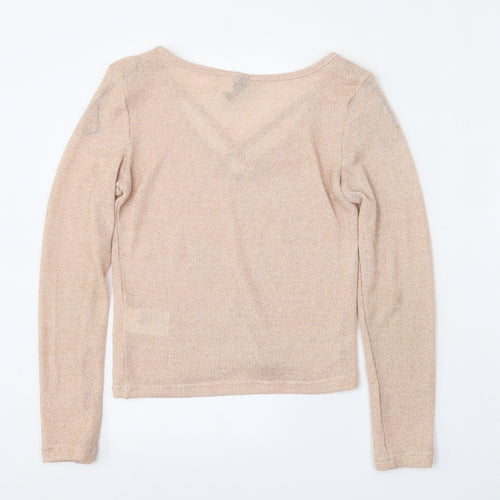 Divided by H&M Womens Pink  Polyester Basic Blouse Size S V-Neck