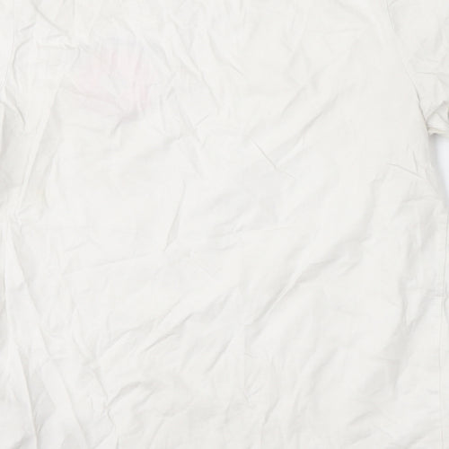 H&M Womens White  Cotton Basic T-Shirt Size S Round Neck - Donut Worry