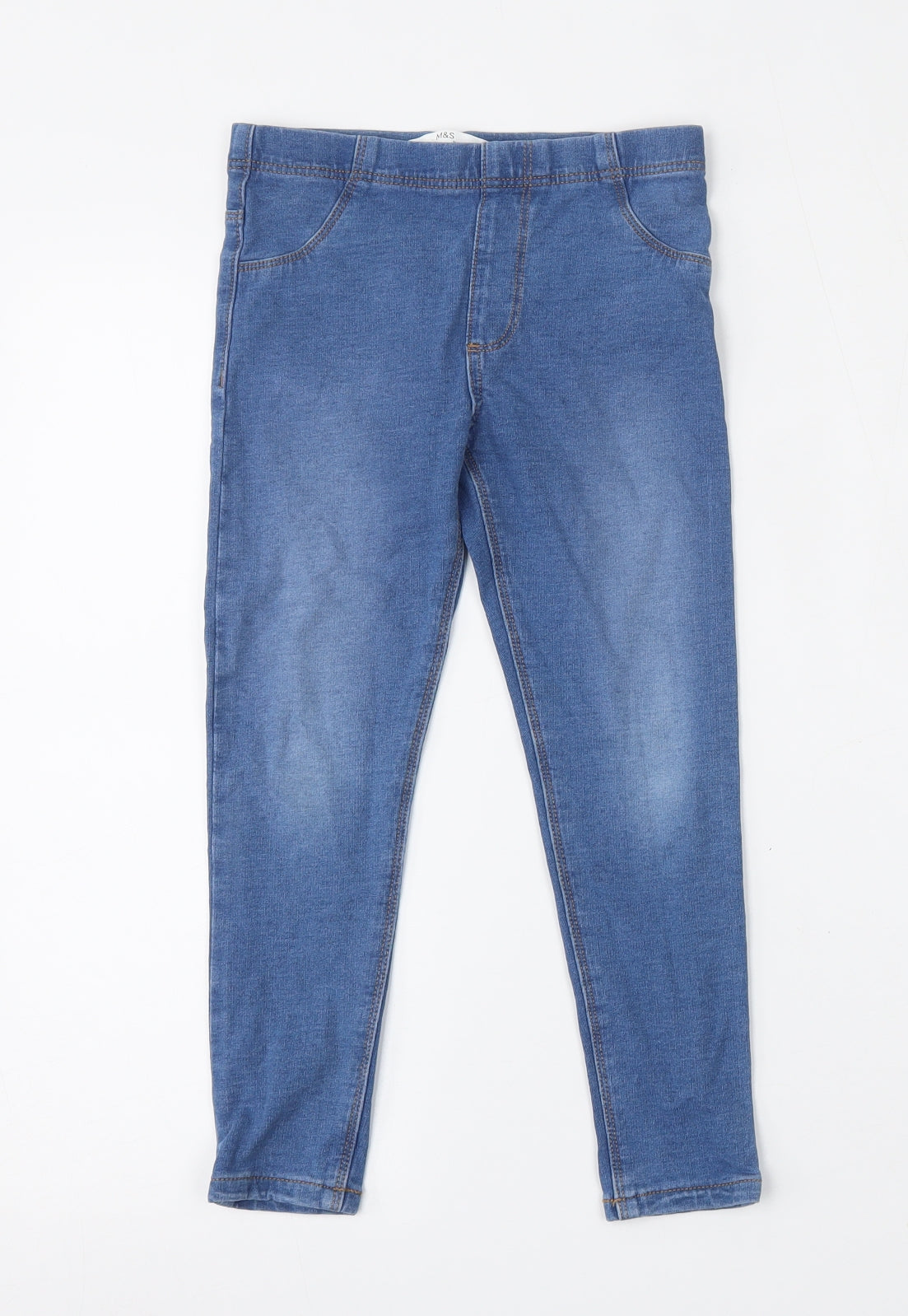 Marks and Spencer Girls Blue  Cotton Jegging Jeans Size 6-7 Years  Regular