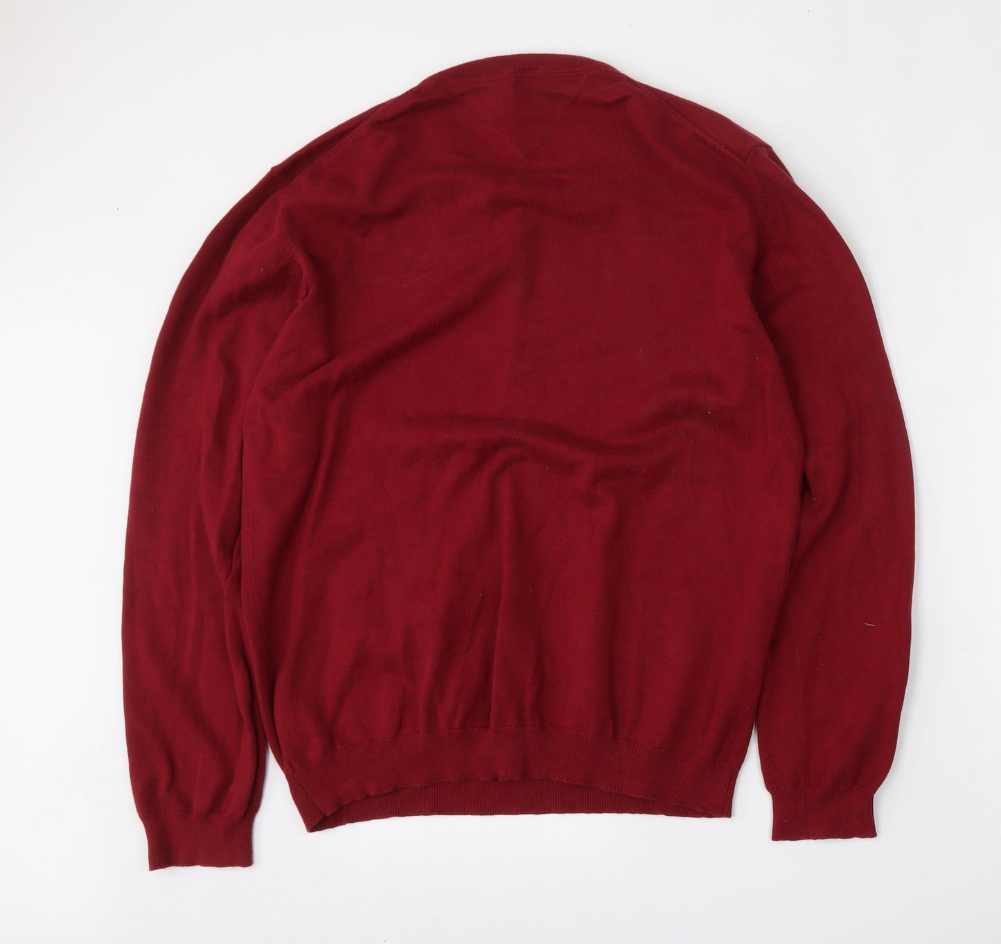 J.Lindeberg Mens Red V-Neck  Cotton Pullover Jumper Size XL