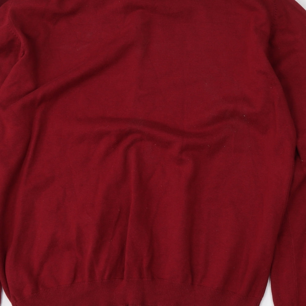 J.Lindeberg Mens Red V-Neck  Cotton Pullover Jumper Size XL