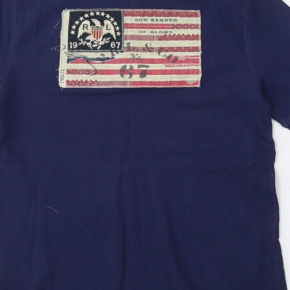 Polo Ralph Lauren Womens Blue  Cotton Basic Polo Size L Collared