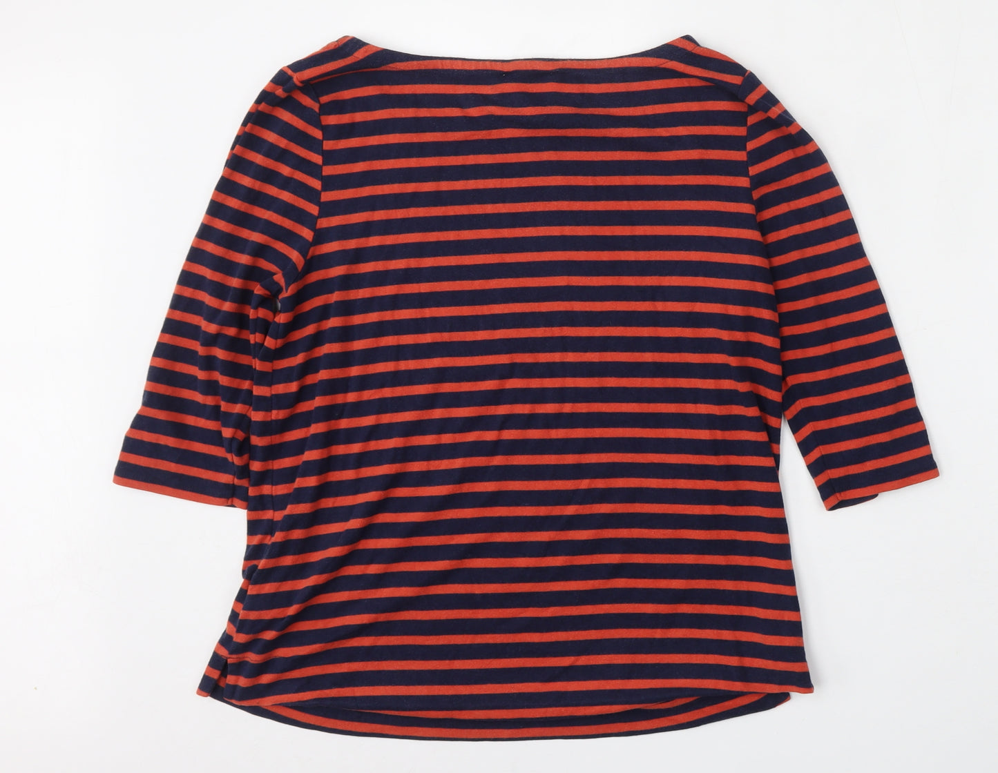 Arabella & Addison Womens Multicoloured Striped Cotton Basic T-Shirt Size XL Round Neck