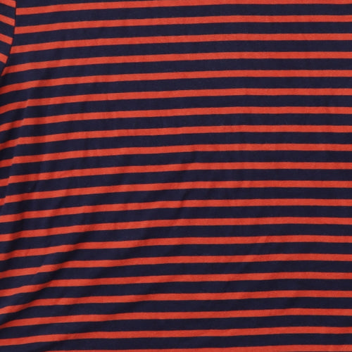 Arabella & Addison Womens Multicoloured Striped Cotton Basic T-Shirt Size XL Round Neck