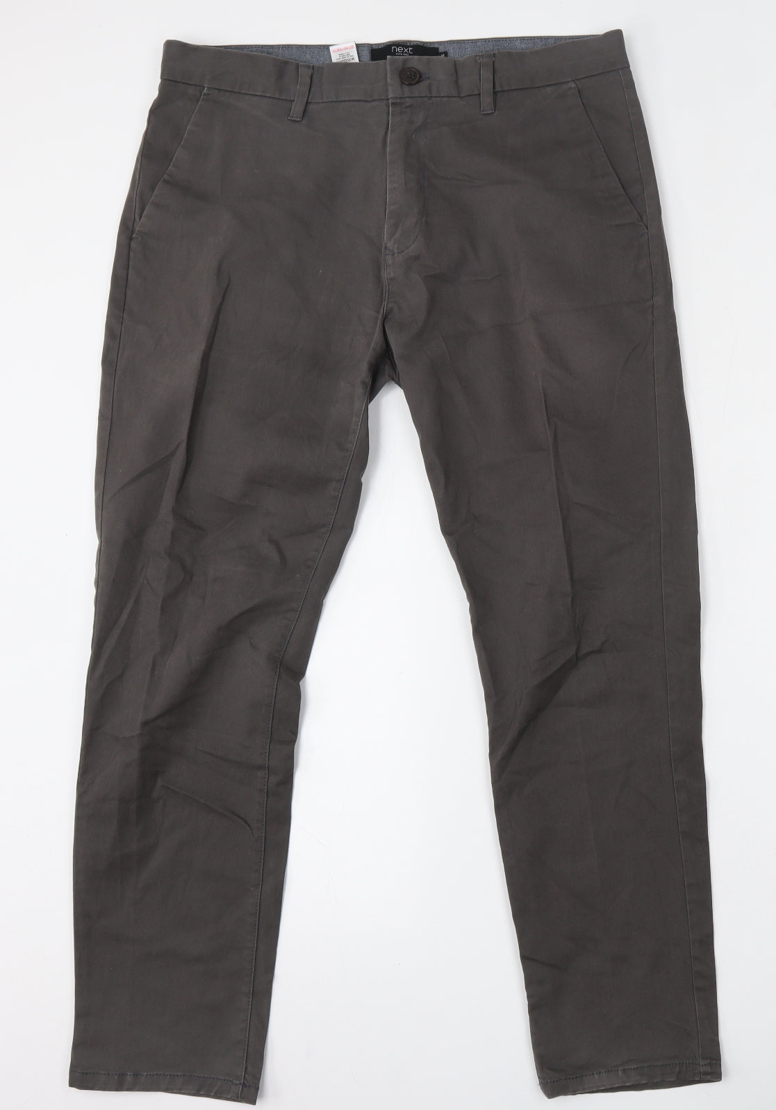 NEXT Mens Grey  Cotton Trousers  Size 34 L29 in Slim