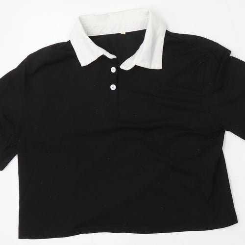 Preworn Womens Black  Polyester Basic Polo Size M Collared