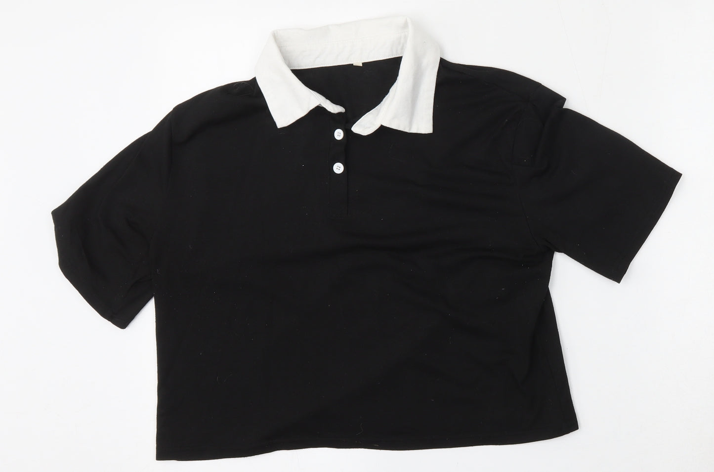 Preworn Womens Black  Polyester Basic Polo Size M Collared