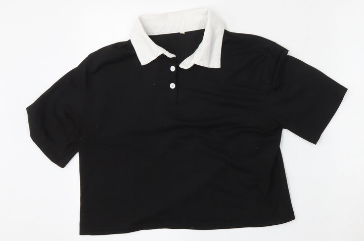 Preworn Womens Black  Polyester Basic Polo Size M Collared