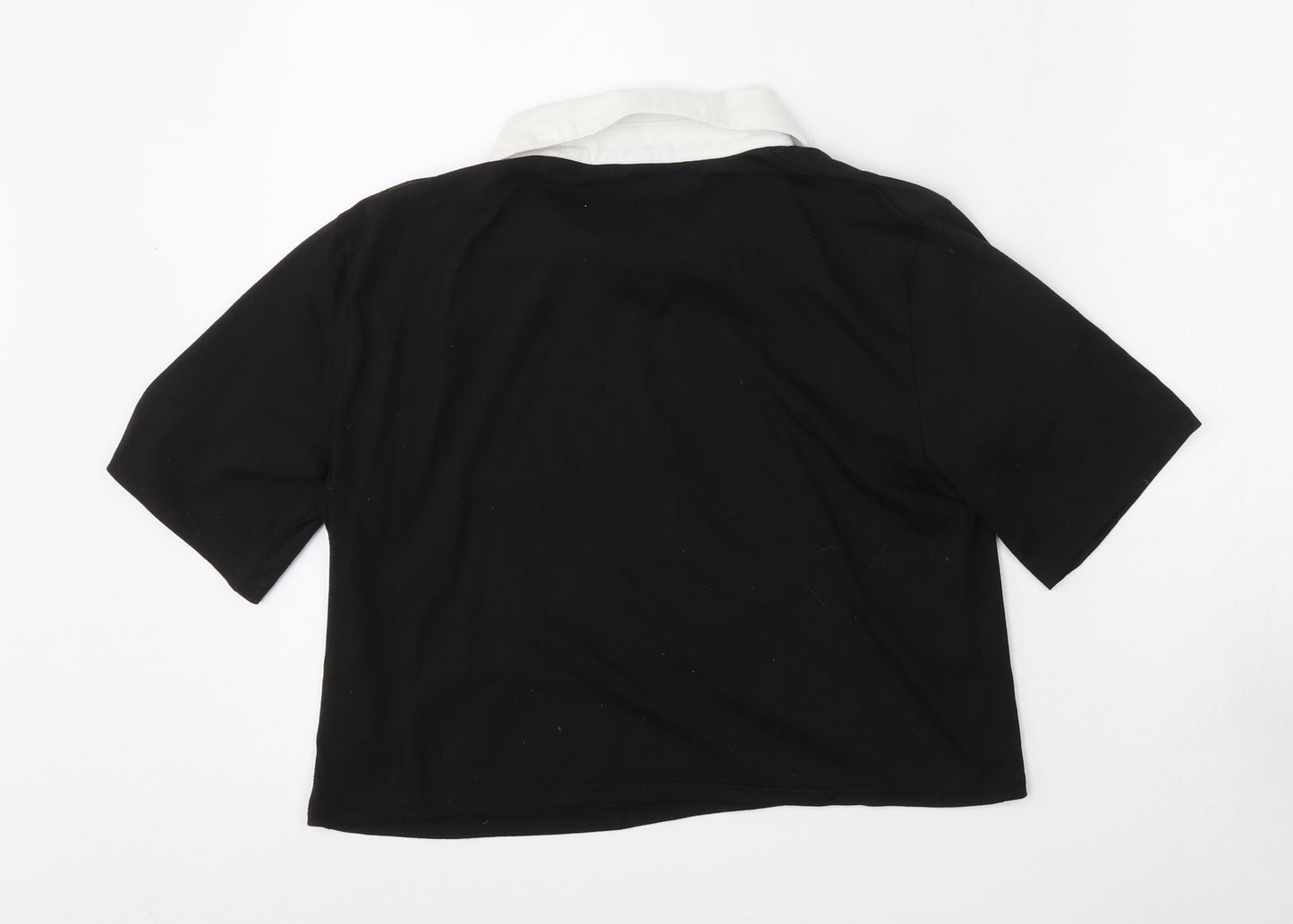 Preworn Womens Black  Polyester Basic Polo Size M Collared