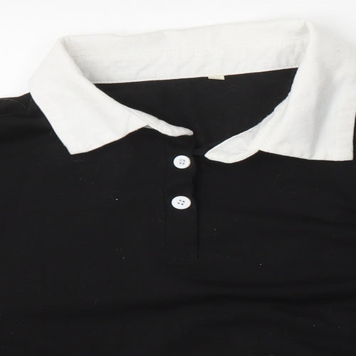 Preworn Womens Black  Polyester Basic Polo Size M Collared