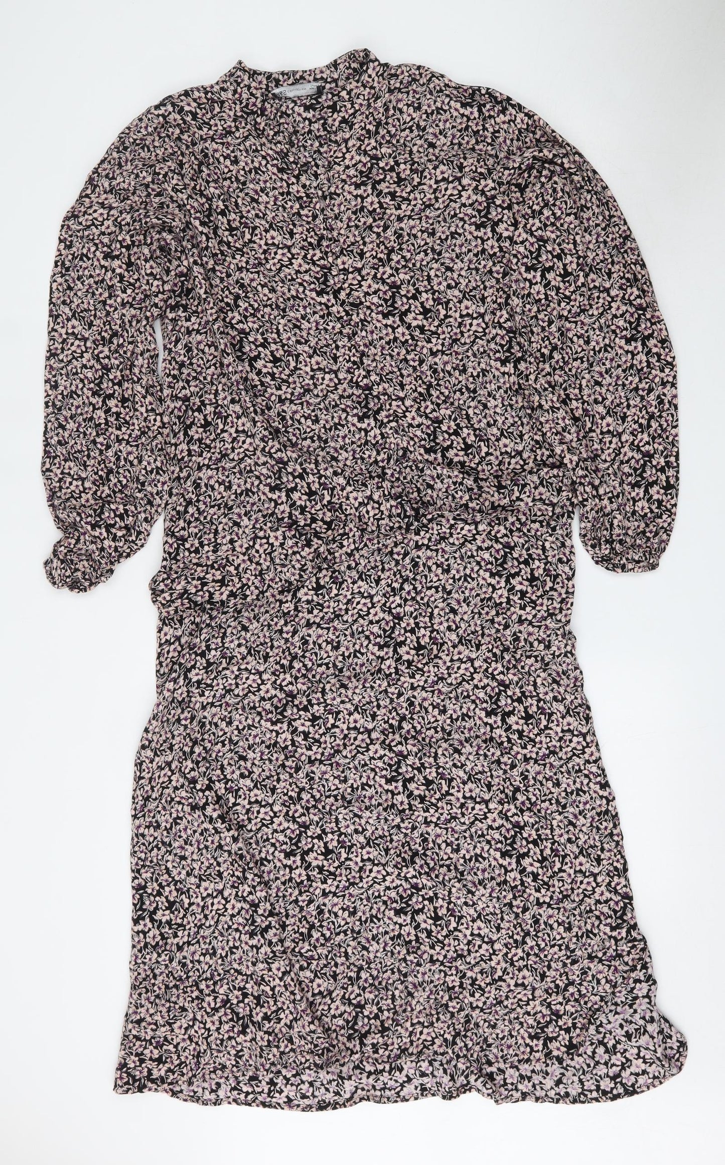 Marks and Spencer Womens Multicoloured Floral Viscose Wrap Dress  Size 14  Round Neck Button