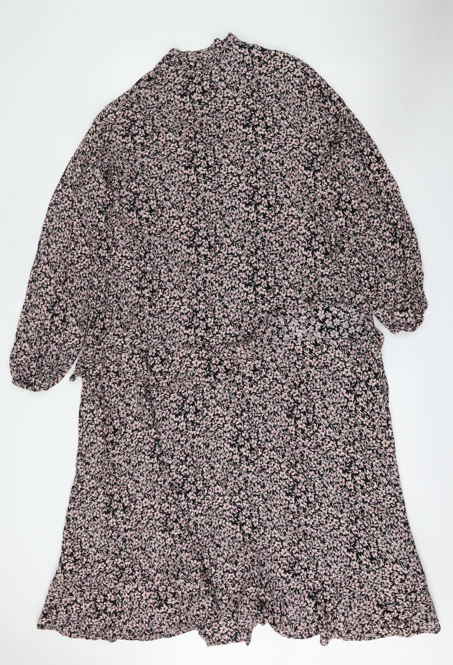 Marks and Spencer Womens Multicoloured Floral Viscose Wrap Dress  Size 14  Round Neck Button