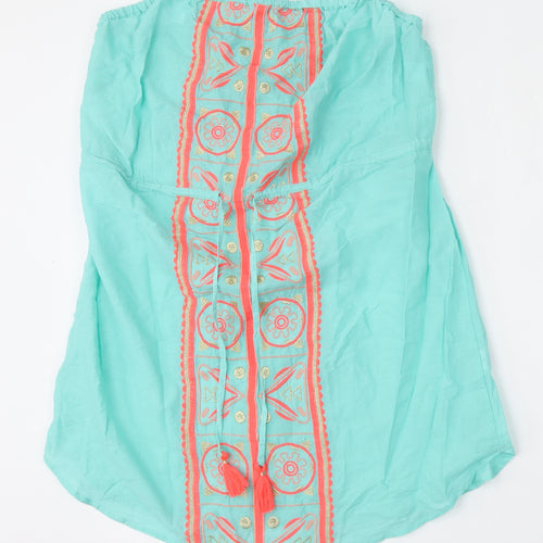 Matalan Womens Green Geometric Cotton Kaftan  Size L  Round Neck